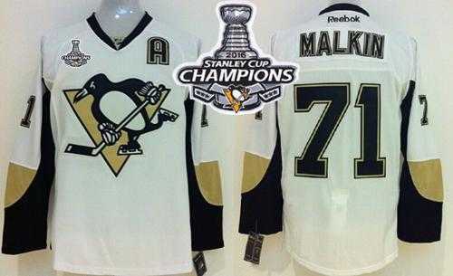 Youth Pittsburgh Penguins #71 Evgeni Malkin White 2016 Stanley Cup Champions Stitched NHL Jersey