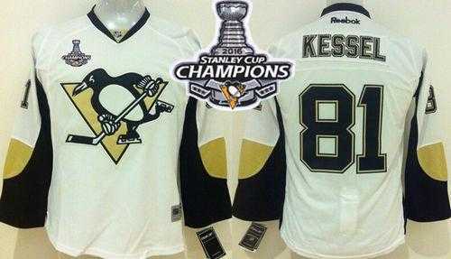 Youth Pittsburgh Penguins #81 Phil Kessel White 2016 Stanley Cup Champions Stitched NHL Jersey