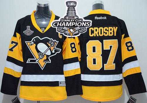 Youth Pittsburgh Penguins #87 Sidney Crosby Black 2016 Stanley Cup Champions Stitched NHL Jersey1