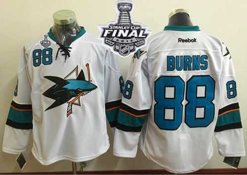 San Jose Sharks #88 Brent Burns White 2016 Stanley Cup Final Patch Stitched NHL Jersey