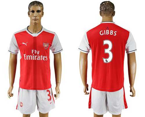 Arsenal #3 Gibbs Home Soccer Club Jersey