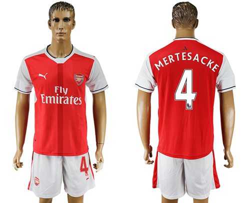 Arsenal #4 Mertesacke Home Soccer Club Jersey