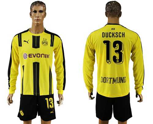 Dortmund #13 Ducksch Home Long Sleeves Soccer Club Jersey