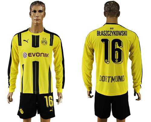 Dortmund #16 Blaszczykowski Home Long Sleeves Soccer Club Jersey