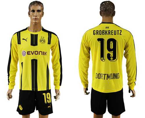 Dortmund #19 Grobkreutz Home Long Sleeves Soccer Club Jersey