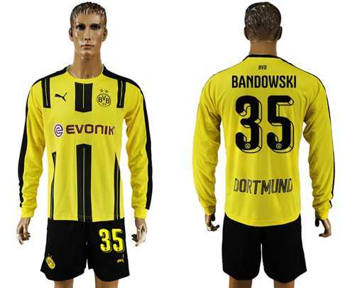 Dortmund #35 Bandowski Home Long Sleeves Soccer Club Jersey