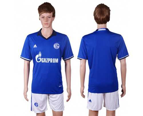 Schalke 04 Blank Blue Home Soccer Club Jersey