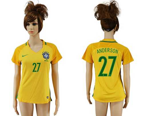 Women's Brazil #27 Anderson Home Soccer Country Jersey