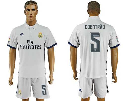 Real Madrid #5 Coentrao White Home Soccer Club Jersey