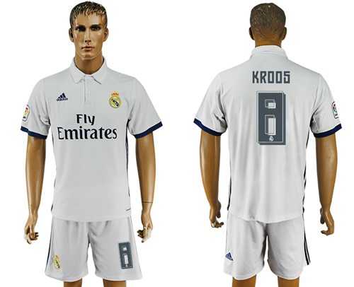 Real Madrid #8 Kroos White Home Soccer Club Jersey