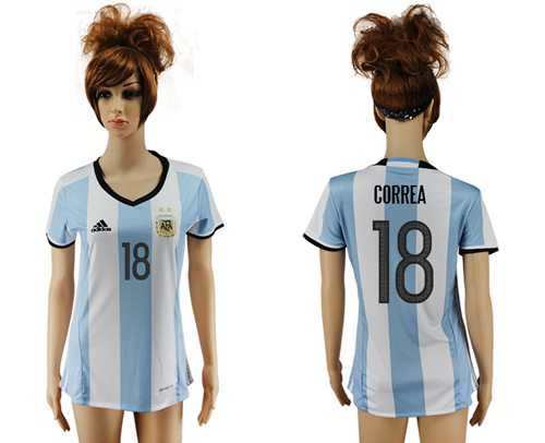Women's Argentina #18 Correa Home Soccer Country Jersey