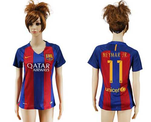 Women's Barcelona #11 Neymar Jr Home Soccer Club Jersey