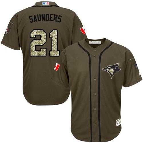 Toronto Blue Jays #21 Michael Saunders Green Salute to Service Stitched Baseball Jersey