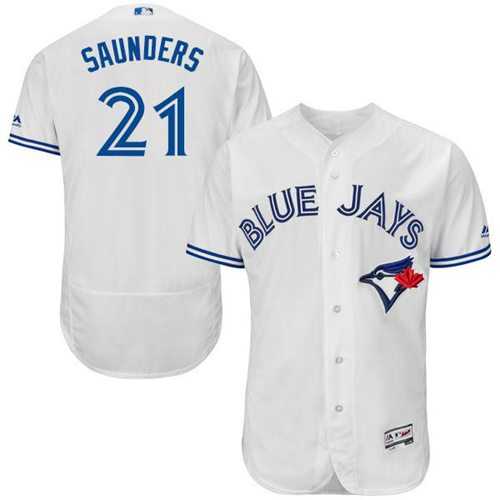 Toronto Blue Jays #21 Michael Saunders White Flexbase Authentic Collection Stitched Baseball Jersey