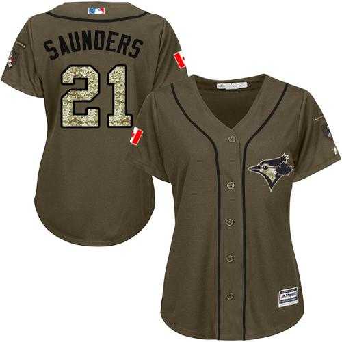 Women's Toronto Blue Jays #21 Michael Saunders Green Salute to Service Stitched Baseball Jersey Women's Toronto Blue Jays #21 Michael Saunders Green Salute to Service Stitched Baseball Jersey