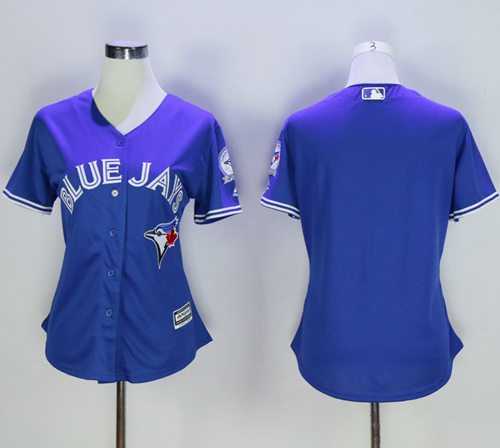 Women's Toronto Blue Jays Blank Blue Alternate 40th Anniversary Stitched Baseball Jersey