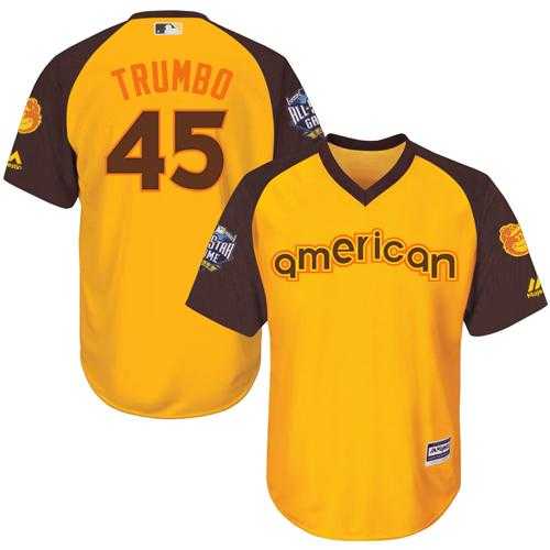 Youth Baltimore Orioles #45 Mark Trumbo Gold 2016 All-Star American League Stitched Baseball Jersey