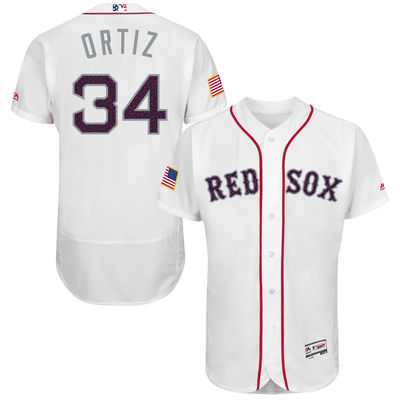 Boston Red Sox #34 David Ortiz White Stitched 2016 Fashion Stars & Stripes Flex Base Baseball Jersey