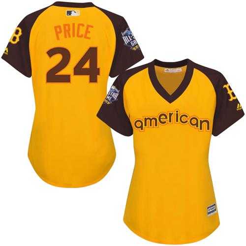 Women's Boston Red Sox #24 David Price Gold 2016 All-Star American League Stitched Baseball Jersey