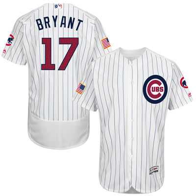 Chicago Cubs #17 Kris Bryant White Stitched 2016 Fashion Stars & Stripes Flex Base Baseball Jersey