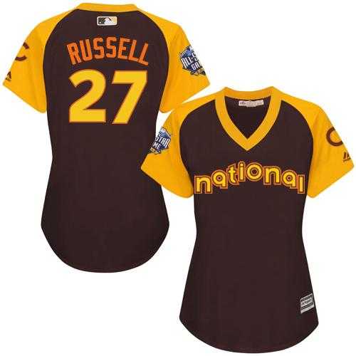 Women's Chicago Cubs #27 Addison Russell Brown 2016 All-Star National League Stitched Baseball Jersey