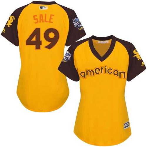Women's Chicago White Sox #49 Chris Sale Gold 2016 All-Star American League Stitched Baseball Jersey
