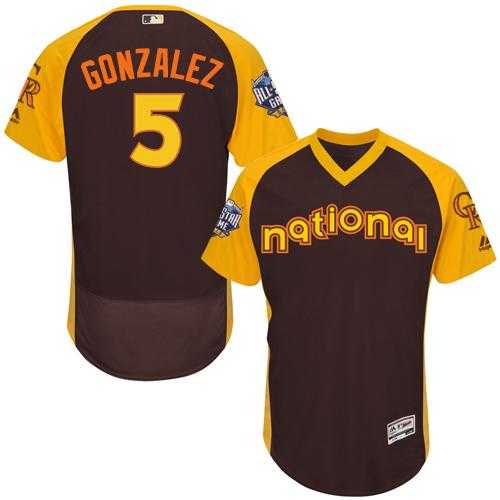 Colorado Rockies #5 Carlos Gonzalez Brown Flexbase Authentic Collection 2016 All-Star National League Stitched Baseball Jersey