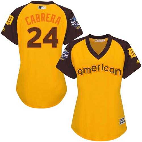 Women's Detroit Tigers #24 Miguel Cabrera Gold 2016 All-Star American League Stitched Baseball Jersey