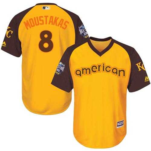 Youth Kansas City Royals #8 Mike Moustakas Gold 2016 All-Star American League Stitched Baseball Jersey