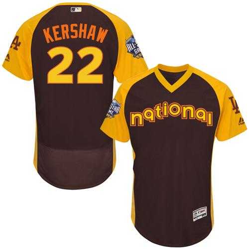 Los Angeles Dodgers #22 Clayton Kershaw Brown Flexbase Authentic Collection 2016 All-Star National League Stitched Baseball Jersey