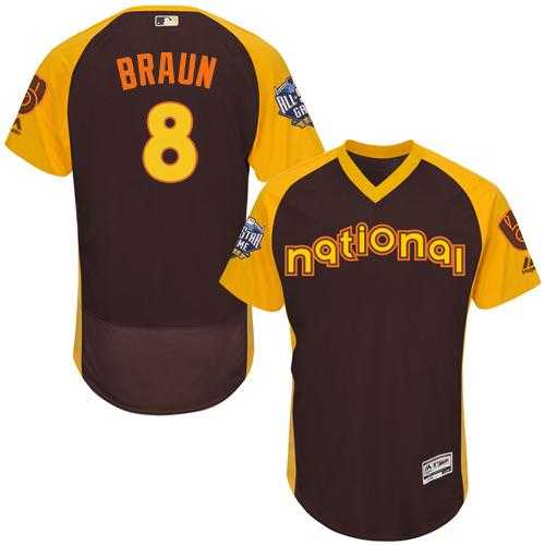Milwaukee Brewers #8 Ryan Braun Brown Flexbase Authentic Collection 2016 All-Star National League Stitched Baseball Jersey