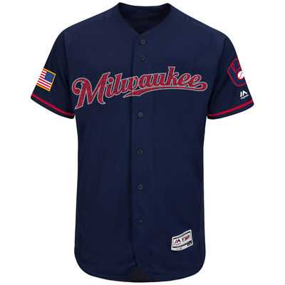 Milwaukee Brewers Blank Navy Blue Stitched 2016 Fashion Stars & Stripes Flex Base Baseball Jersey