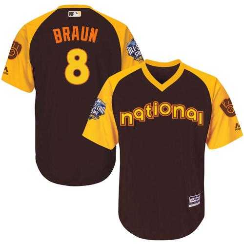 Youth Milwaukee Brewers #8 Ryan Braun Brown 2016 All-Star National League Stitched Baseball Jersey