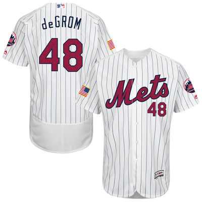New York Mets #48 Jacob deGrom White Stitched 2016 Fashion Stars & Stripes Flex Base Baseball Jersey
