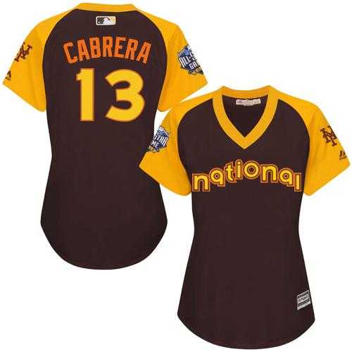 Women's New York Mets #13 Asdrubal Cabrera Brown 2016 All-Star National League Stitched Baseball Jersey
