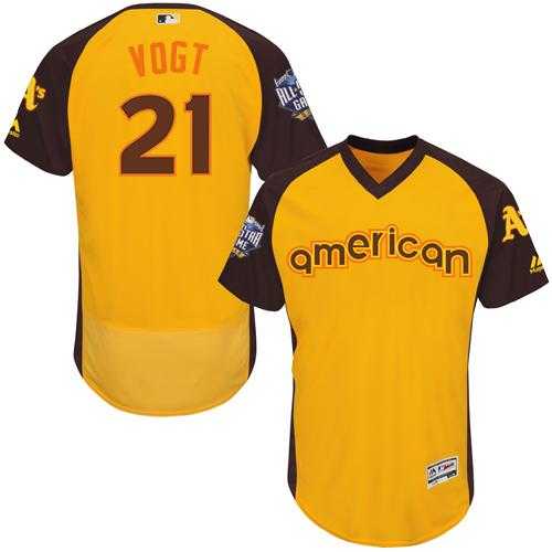 Oakland Athletics #21 Stephen Vogt Gold Flexbase Authentic Collection 2016 All-Star American League Stitched Baseball Jersey
