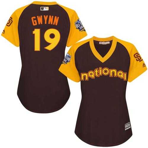 Women's San Diego Padres #19 Tony Gwynn Brown 2016 All-Star National League Stitched Baseball Jersey