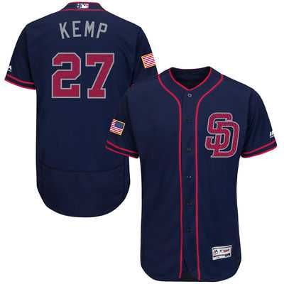 San Diego Padres #27 Matt Kemp Navy Blue Stitched 2016 Fashion Stars & Stripes Flex Base Baseball Jersey