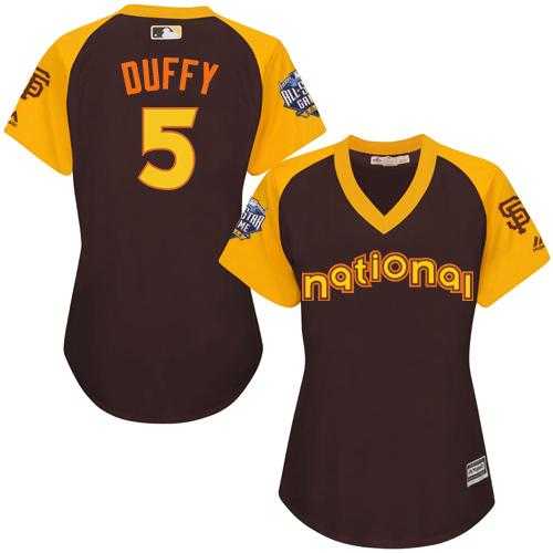 Women's San Francisco Giants #5 Matt Duffy Brown 2016 All-Star National League Stitched Baseball Jersey