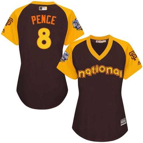 Women's San Francisco Giants #8 Hunter Pence Brown 2016 All-Star National League Stitched Baseball Jersey