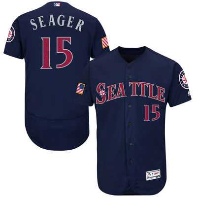 Seattle Mariners #15 Kyle Seager Navy Blue Stitched 2016 Fashion Stars & Stripes Flex Base Baseball Jersey