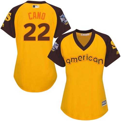 Women's Seattle Mariners #22 Robinson Cano Gold 2016 All-Star American League Stitched Baseball Jersey