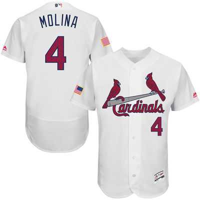 St. Louis Cardinals #4 Yadier Molina White Stitched 2016 Fashion Stars & Stripes Flex Base Baseball Jersey