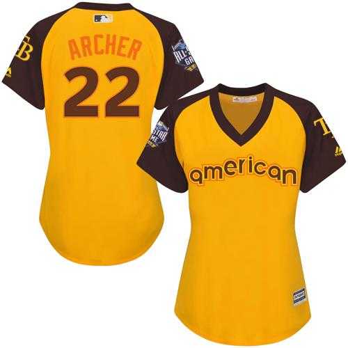 Women's Tampa Bay Rays #22 Chris Archer Gold 2016 All-Star American League Stitched Baseball Jersey
