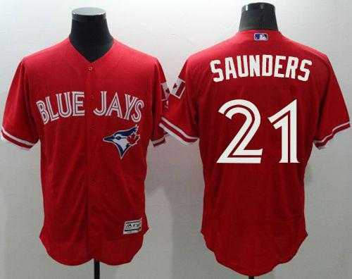 Toronto Blue Jays #21 Michael Saunders Red Flexbase Authentic Collection Canada Day Stitched Baseball Jersey