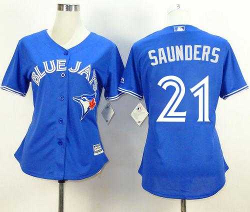Women's Toronto Blue Jays #21 Michael Saunders Blue Alternate Stitched Baseball Jersey