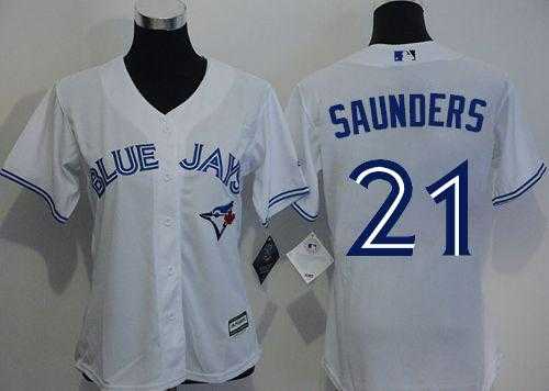 Women's Toronto Blue Jays #21 Michael Saunders White Home Stitched Baseball Jersey
