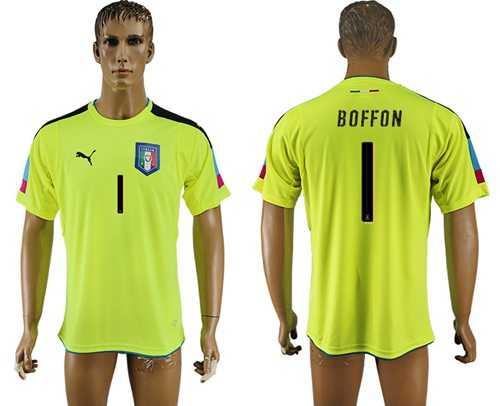 Italy #1 Boffon Shiny Green Goalkeeper Soccer Country Jersey