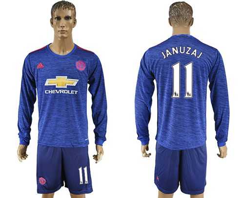 Manchester United #11 Januzaj Away Long Sleeves Soccer Club Jersey