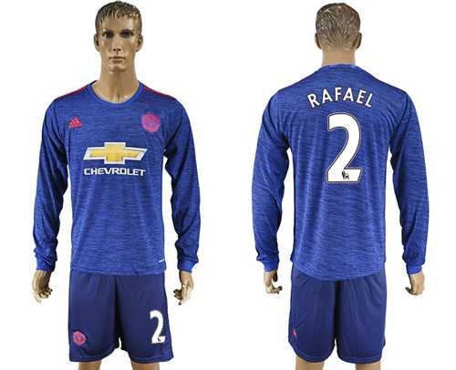 Manchester United #2 Rafael Away Long Sleeves Soccer Club Jersey